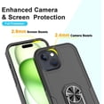 thumbnail image 3 of Compatible for Apple iPhone 15 Case with Tempered Glass Screen Protector,Heavy-Duty Tough Rugged Phone Case Cover with Ring Holder Kickstand for Apple iPhone 15 (6.1", 2023) [Black], 3 of 7