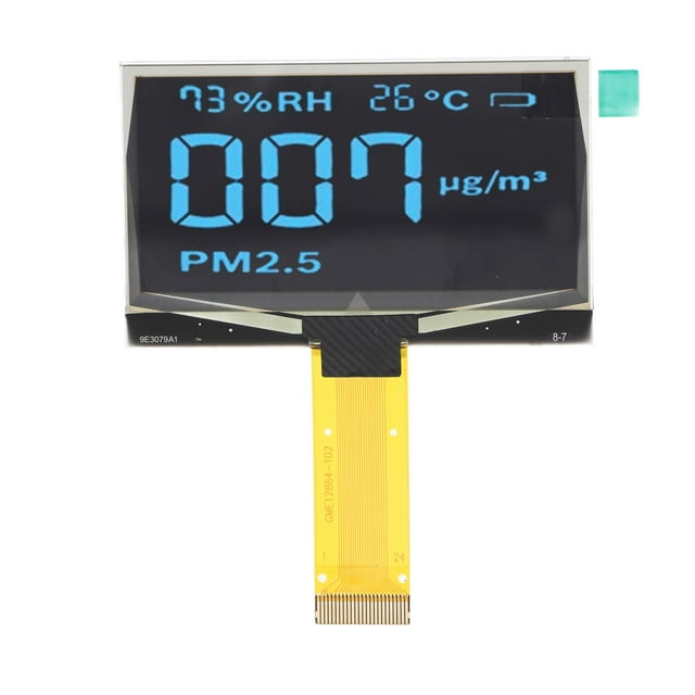 Organic LCD Display, Flexible 24PIN Safe Glass Free Construction Inline Plug 2.42in 128x64 Organic LCD Display Screen For Replacement White Displaying,Blue Displaying,Green