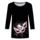 thumbnail image 2 of TaTaai Carnival Women's Casual Print Round Neck 3/4 Sleeve T-Shirt Loose Top Gift, 2 of 5