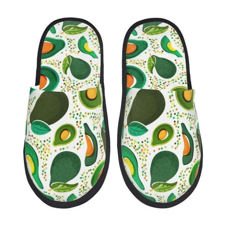Balery Green Avocado Slient Indoor Furry Fleece Comfort House Shoes Soft Non-Slip Home Shoes Cotton slippers House Slippers-- Large