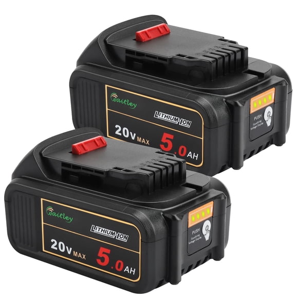 2 Pack Waitley 20V 5.0Ah Replacement Battery Compatible with Dewalt DCB200 DCB203 DCB204 DCD780 DCD785 DCD795 DCF885 DCF895 DCS380 DCS391 L