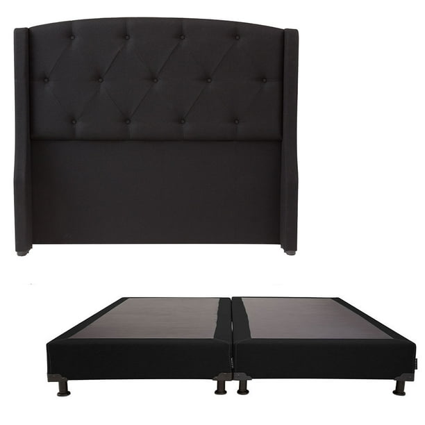 Box Base Cama King Size + Cabecera Zefyr Negro