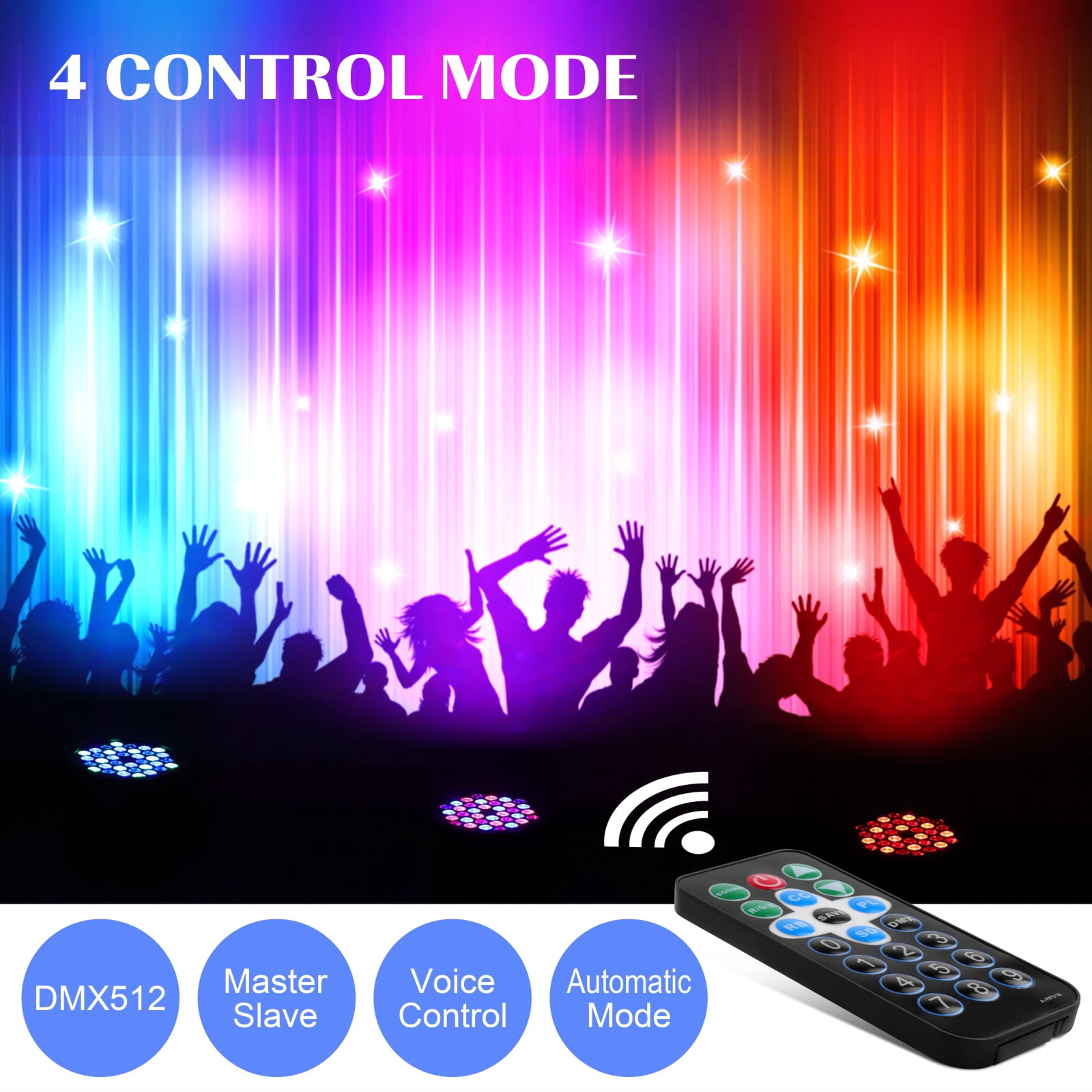 8PCS 36-LED RGB DJ Par Lights with Remote - DMX/Sound Sync for DJ, Wedding, Party, Club & Stage Lighting
