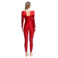 thumbnail image 2 of TSSOE Women Rhinestone Gymnastics Leotard Long Sleeve Full Length One Piece Figure Ice Skating Jumpsuit Red M, 2 of 7