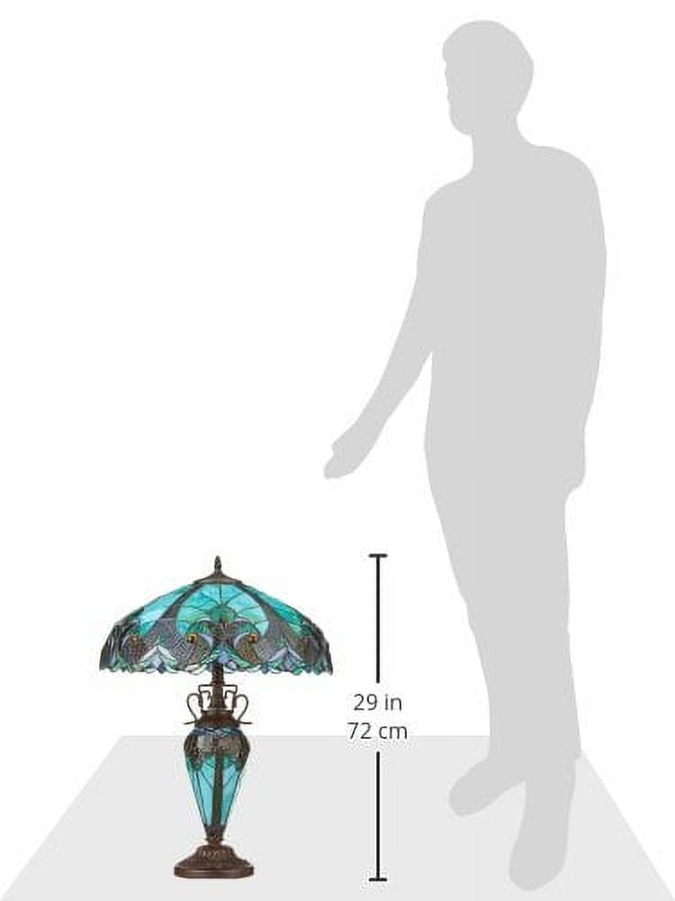 Chloe Lighting Liaison Tiffany-Style 3-Light Victorian Double Lit Table Lamp with 18" Shade