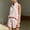 Pink, variant on Morttic Women's Striped Summer Vacation 2 Piece Outfit – Stand Collar Half Button Top & Elastic Waist Shorts with Side Pockets Pink,S