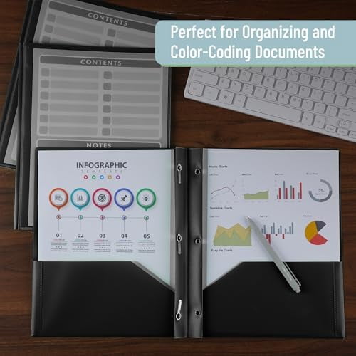 - Black Plastic Folders with Pockets and Prongs, 24 Pack, Letter Size, Black Flexible Plastic Folders with Prongs, Clear Front Pocket and Card Slot