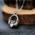 thumbnail image 4 of Claddagh Charm Pendant Necklace in Silver Plated Pewter on a 14 Inch Stainless Steel Chain. Irish Jewelry. Irish Gift., 4 of 7