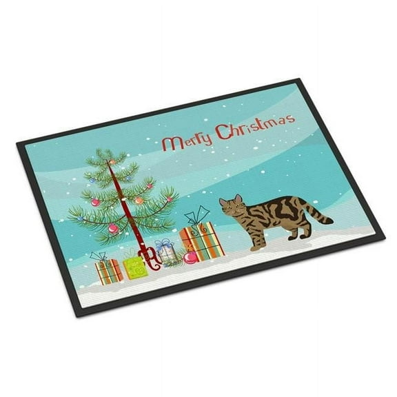Carolines Treasures CK4706MAT 18 x 27 in. Scottish Straight No.2 Cat Merry Christmas Indoor or Outdoor Mat