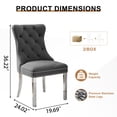 thumbnail image 5 of Velvet Dining Chairs Set of 6, Upholstered Tufted Dining Chairs with Stainless Steel Legs & Pull Ring for Dining Room, Living Room, 5 of 6