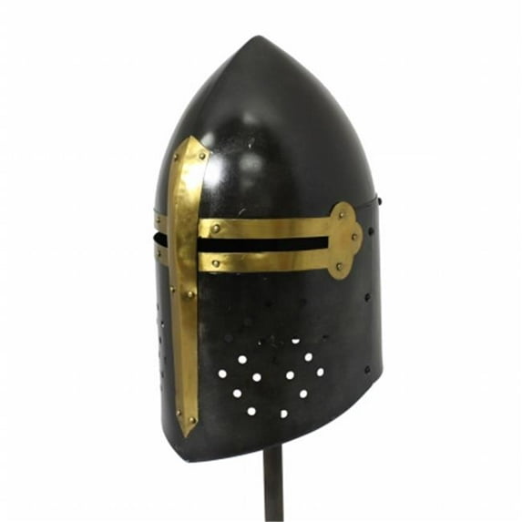 EcWorld Enterprises 8880672 Antique Replica Medieval Sugar loaf Armor Helmet - Black And Gold