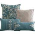 thumbnail image 2 of 7 Piece Blue Damask Pattern Flocked Bedding Comforter Set California King, 2 of 4