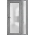 thumbnail image 3 of Front Exterior Prehung Metal-Plastic Door Frosted Glass / Manux 8102 Grey Ash / Side Window / Office Commercial and Residential Doors Entrance Patio Garage 48" x 80" Right-hand Inswing, 3 of 6