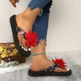 thumbnail image 6 of IUJSOY Women's Flower Flat Sandals Slides for Women Flip Flops Open Toe Summer Slip on Black Sandals, 6 of 9