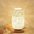 thumbnail image 1 of SHENMO Rattan Bedside Lamp with Wood Base - Modern and Customizable Dimmable LED Table Lamp for Living Room and Bedroom (Beige), 1 of 4