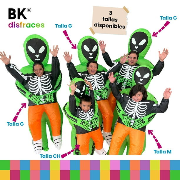 Disfraz inflable de alien huesos Halloween Bk Disfraces marcianos ufo talla  Chica