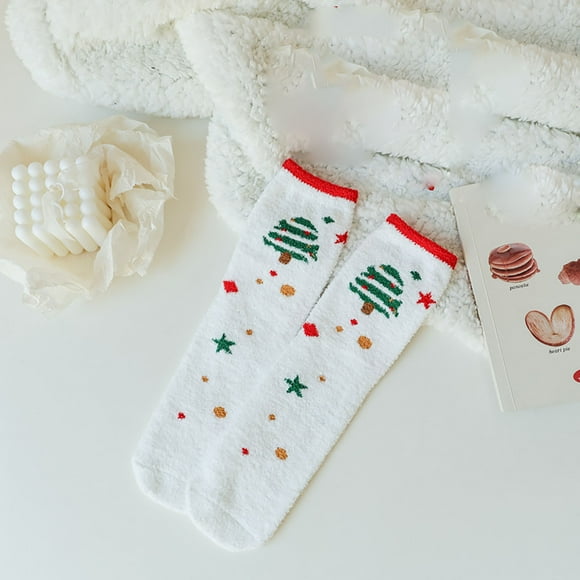 Jsaierl 4 Pairs Gift Box Christmas Socks, Fall Winter Fashion Socks, Cute Embroidered Mid-Calf Socks for Men & Women