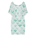thumbnail image 3 of Green Morocco Watercolor Modern Geometric Art Women's Off The Shoulder Ruffles Summer Wedding Guest Loose Casual Party Beach Dress, 3 of 9