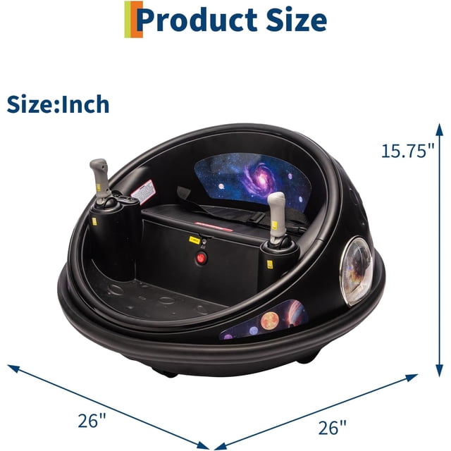 OUYAWEI Auto Tamponneuse Électrique 12V Rotation 360° Lumières DEL Musique Télécommande Pare-Chocs Souple Noir