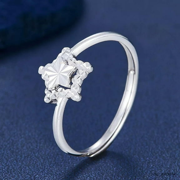 K-KED Fine Pt950 Real Platinum 950 Women Five-star Wedding Ring Adjust 6-9 /1.9-2.12g