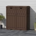 thumbnail image 6 of Dextrus 76 Gal Resin Outdoor Garbage Bin, Dual Can Design, Tiered Lid & Drip Tray, Dark Brown, 6 of 10