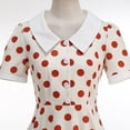 thumbnail image 4 of Blmnix Women Dress Vintage Dress Tent Polka Dot Dress Under Dress Cocktail-Length Short Sleeve Collared Yellow Adjustable Waist Womens Dresses Casual,M, 4 of 8