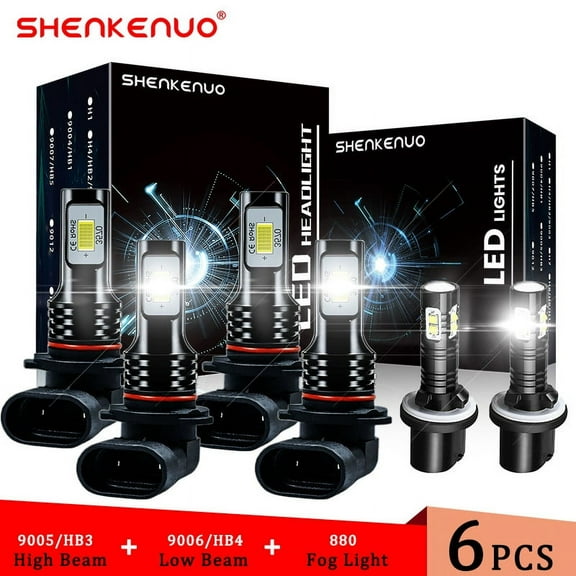 HMCYCI Silverado/Tahoe 6X LED Headlight Bulbs White LED 6000K Automotive Bulb fits Chevy 4 Pack