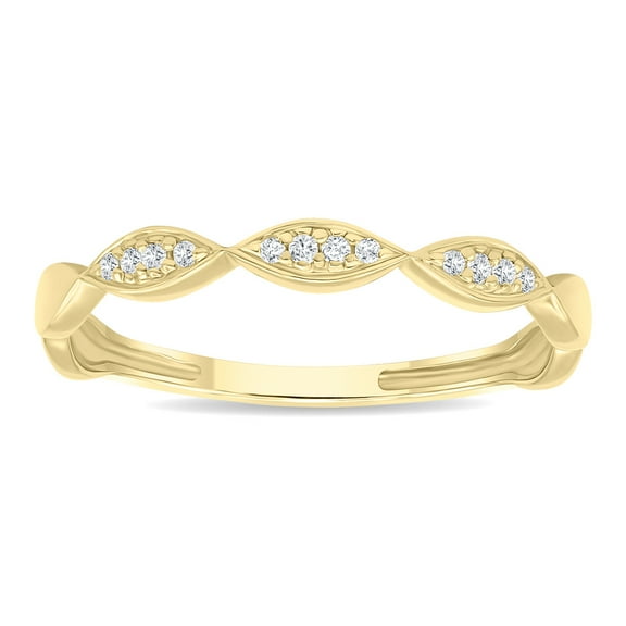 SZUL Women's Dainty Thin Diamond Wedding Stackable Band in 10K Yellow Gold (J-K-L Color, I2-I3 Clarity)