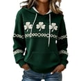 thumbnail image 2 of Lumtrix Women's St Patricks Day Sweatshirts Long Sleeve Crewneck Shamrock Print Hoodie Plus Size Waffle Shirt with Pocket Light Green M, 2 of 3