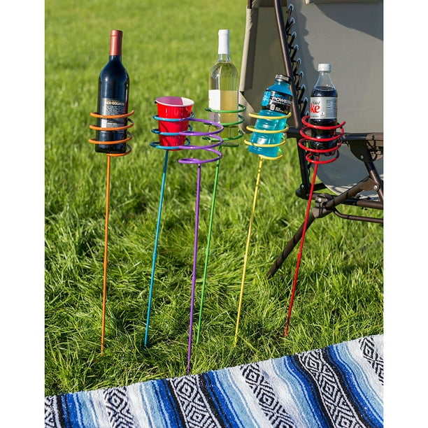 Sunnydaze Outdoor Yard Drink Holder Stakes Heavy Duty Set Of 6 Multi Colored Com Sunnydaze Outdoor Yard Drink Holder, Outdoor Drink Holders