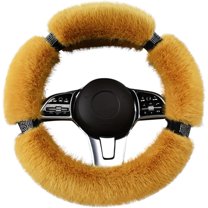 Fluffy Steering Wheel Cover for Women with Bling Crystal Diamond, Warm & Anti-Slip Plush Fur, Universal Fit for 14.5-15 Inch Steering Wheels