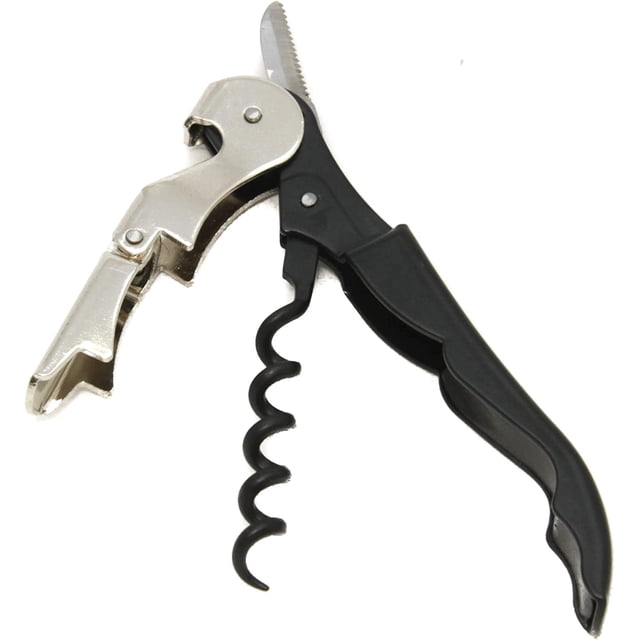 Woeilo Corkscrew with Foil Cutter and Bottle Opener, 5 inches in Length, Stainless Steel/Black