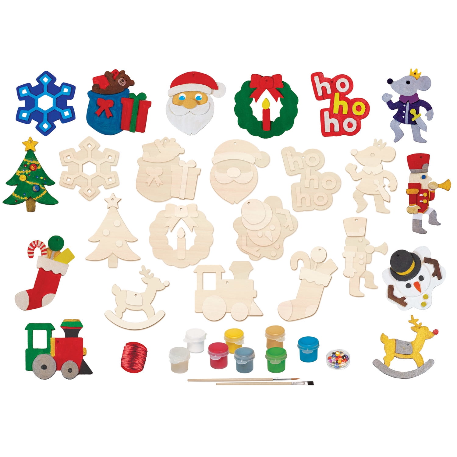 Works of Ahhh Holiday Craft Set - 12 Christmas Ornaments Wood Paint Kit