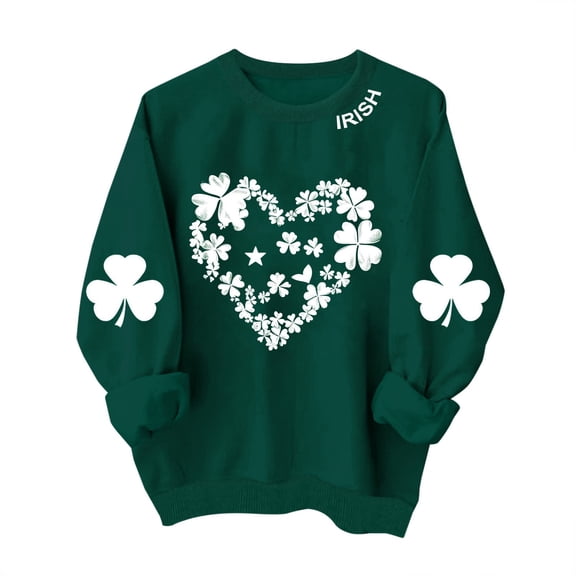 WRFWUL St. Patricks Day Shirts For Women Long Sleeve Crewneck Irish Sweatshirts Oversized Saint Patty's Pullover