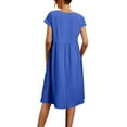 thumbnail image 4 of Clothing 2025 Dresses for Women 2025 Summer Cotton Linen Solid Gauze Dress Loose Casual Beach Vacation Flowy Midi Dress with Pockets, 4 of 8