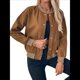 thumbnail image 2 of Chaqueta Universitaria con Botones para Mujer, Estilo Informal, Corta, con Bolsillos, para Otoño. Café Marrón M, 2 of 10