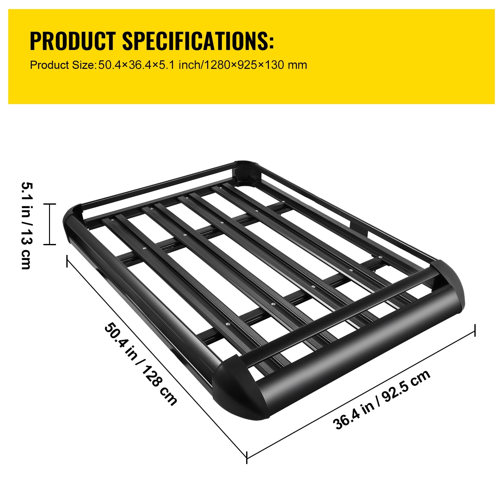 KFFKFF Universal 50.4 x 36.4 Inch Roof Cargo Basket, Aluminum Roof-Mounted Luggage Rack with Bars XL-B for Cars, SUVs, and Travel Essentials