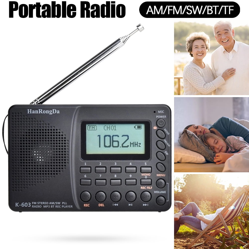 Staright HRD-603 Portable Radio AM/FM/SW/BT/TF Pocket Radio USB MP3 Digital Recorder Support TF Card BT 