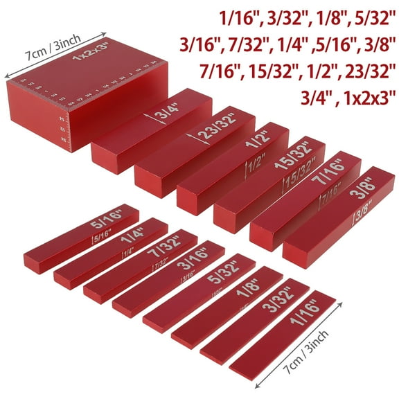 15pcs Gauge Block Set Aluminum Alloy Height Gauge Block High Precision Setup Bars Portable Testing Gauge Block Measuring Tool for Router and Table Saw Woodworking Accessories