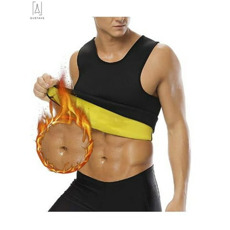 GustaveDesign Men's Body Shaper Hot Sweat Workout Tank Top Slimming Neoprene Vest for Weight Loss Tummy Fat Burner 