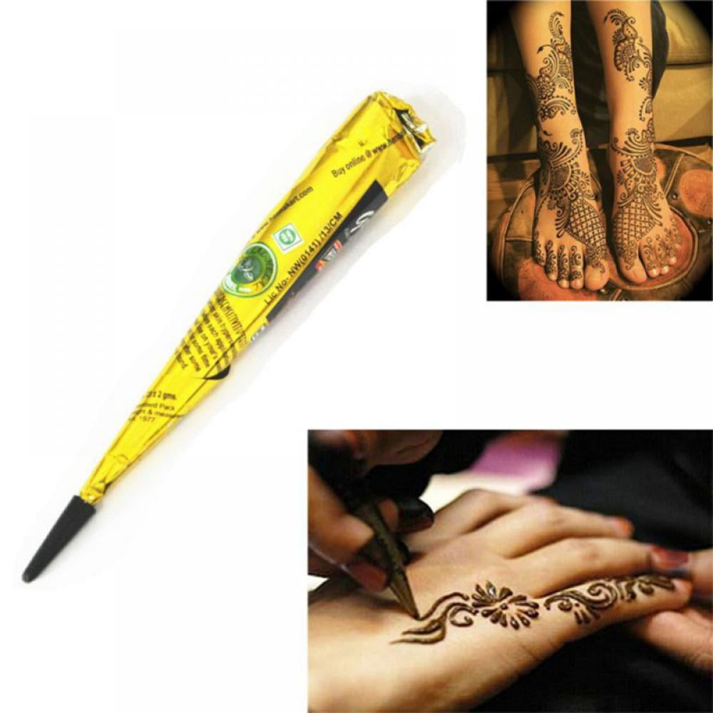 Mellco Pure Black Temporary Henna Tattoos Cones For Men Women Diy Body Art Painting 1 5 Pcs 25 G Com