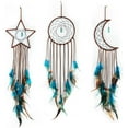 thumbnail image 1 of 3 Pieces Dream Catcher Moon Sun Star Design Handmade Traditional Design for Wall Hanging Home Decoration (Dark Blue), 1 of 7