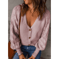 thumbnail image 4 of Womens Lantern Long Sleeve Cardigans V Neck Open Front Button Down Knit Cardigan Sweaters, 4 of 4