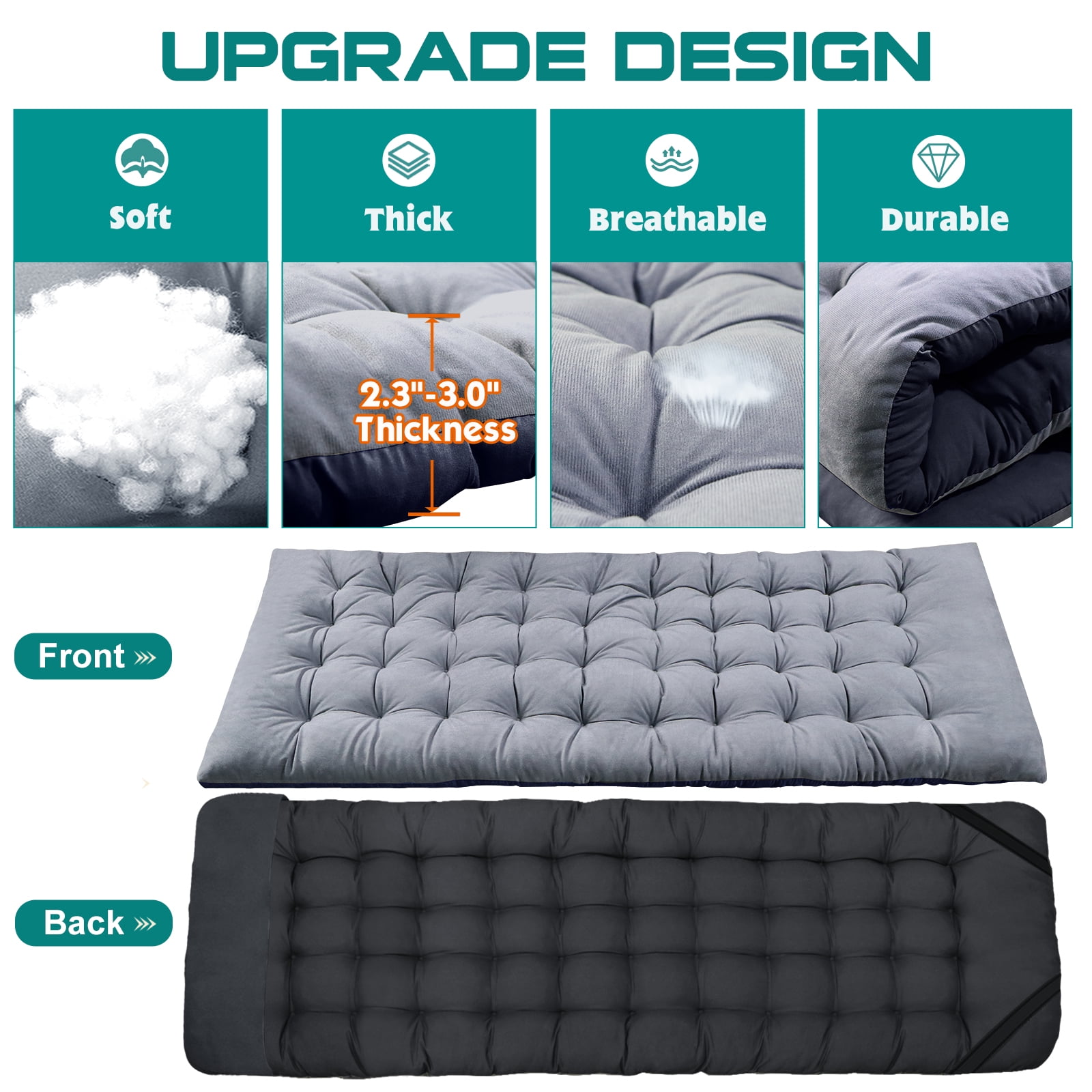 MOPHOTO XL 75" Portable Folding Bed for Adults, Rollaway Guest Bed Sleeping Cot with Pearl Mattress, Heavy Duty Outdoor Camping Cot