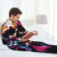 thumbnail image 6 of Salouo Colorful Skull Print Button-Front Long Sleeve Pajama Set for Men, Soft 2Pjs Men's Long Sleeve Sleepwear-Small, 6 of 7