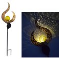 thumbnail image 2 of Lámparas de paisaje Ticfox Diseño de recorte vintage Luz de césped solar de hierro Fuego dorado, 2 of 5