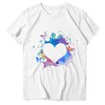 thumbnail image 4 of Wozhidaoke Dandelion Shirt, Short Sleeve Women Casual Top Shirt Heart Printed Tee Shirt Loose Temperament T-Shirt O-neck Top Shirt, Floral T-Shirts for Women | White M, 4 of 5