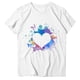 thumbnail image 4 of Gibobby Playera de Manga Corta con Cuello Redondo Mujeres Casual Top Camisas Corazón Impreso Camiseta Manga Corta Suelta Temperamento Camiseta O-cuello Top Camisa(Blanco,CH), 4 of 5