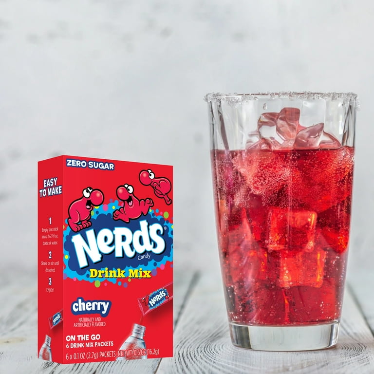NERDS Cherry Singles To Go Powder Drink Mix, Low-Calorie, Water