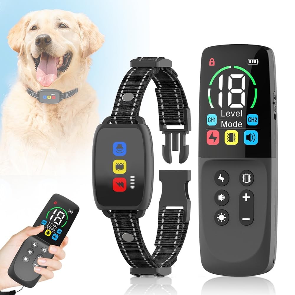 Dog Bark Collar Rechargeable Smart Collar and Anti Barking Training Collar Bark Collar for Large Medium Small Dogs